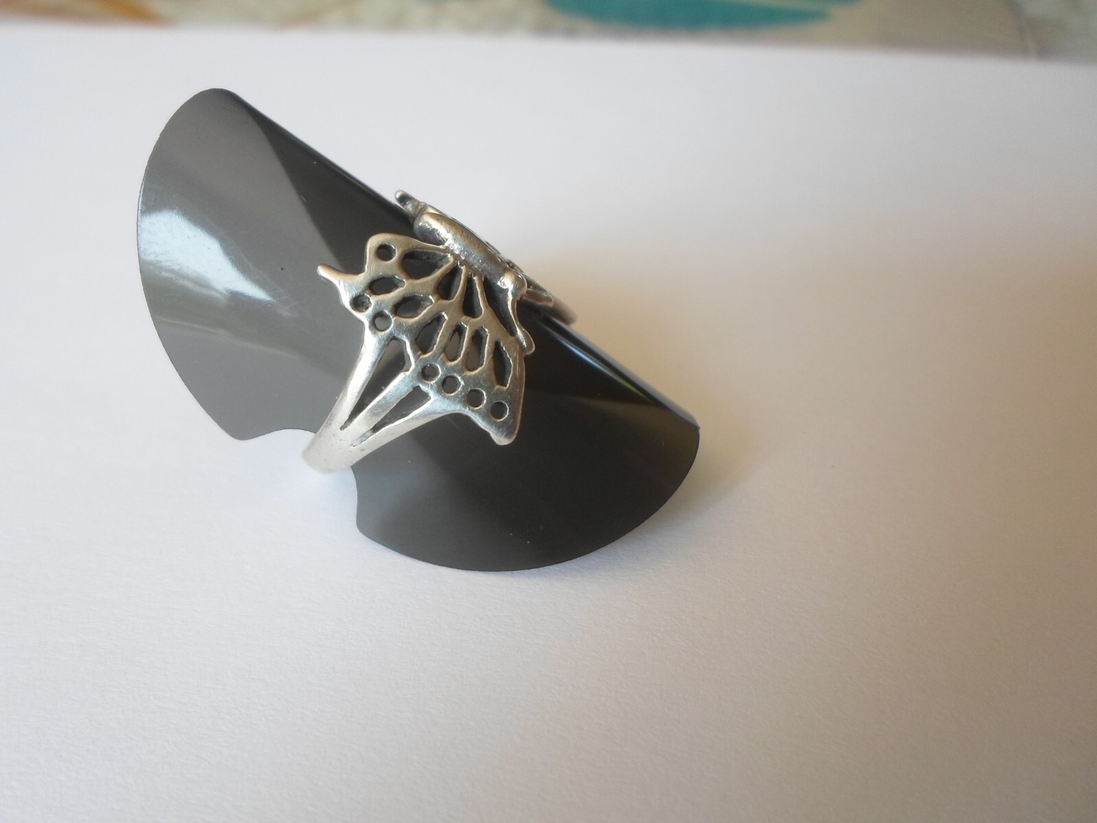solid silver ring, openwork butterfly, size 53 - image 7