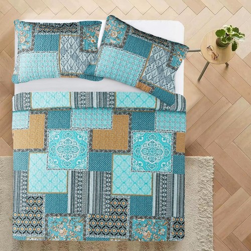 Country Rustic Floral Quilt Set for California King Beds - 3-Piece Bedding Charm - Picture 5 of 8