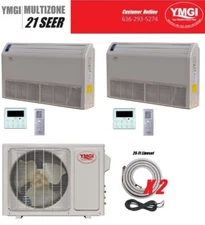YMGI 18000 BTU 2 Zone Mini split Ductless Air Conditioner with Heat Pump Floor 