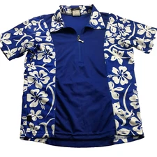 Cannondale Womens Cycling Jersey Size S Blue Floral Terra Front Zip Back Pocket 