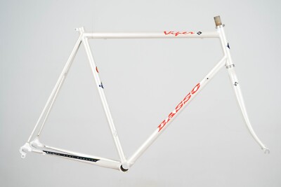 NOS BASSO VIPER STEEL TIG FRAME VINTAGE RACING BICYCLE BIKE WHITE