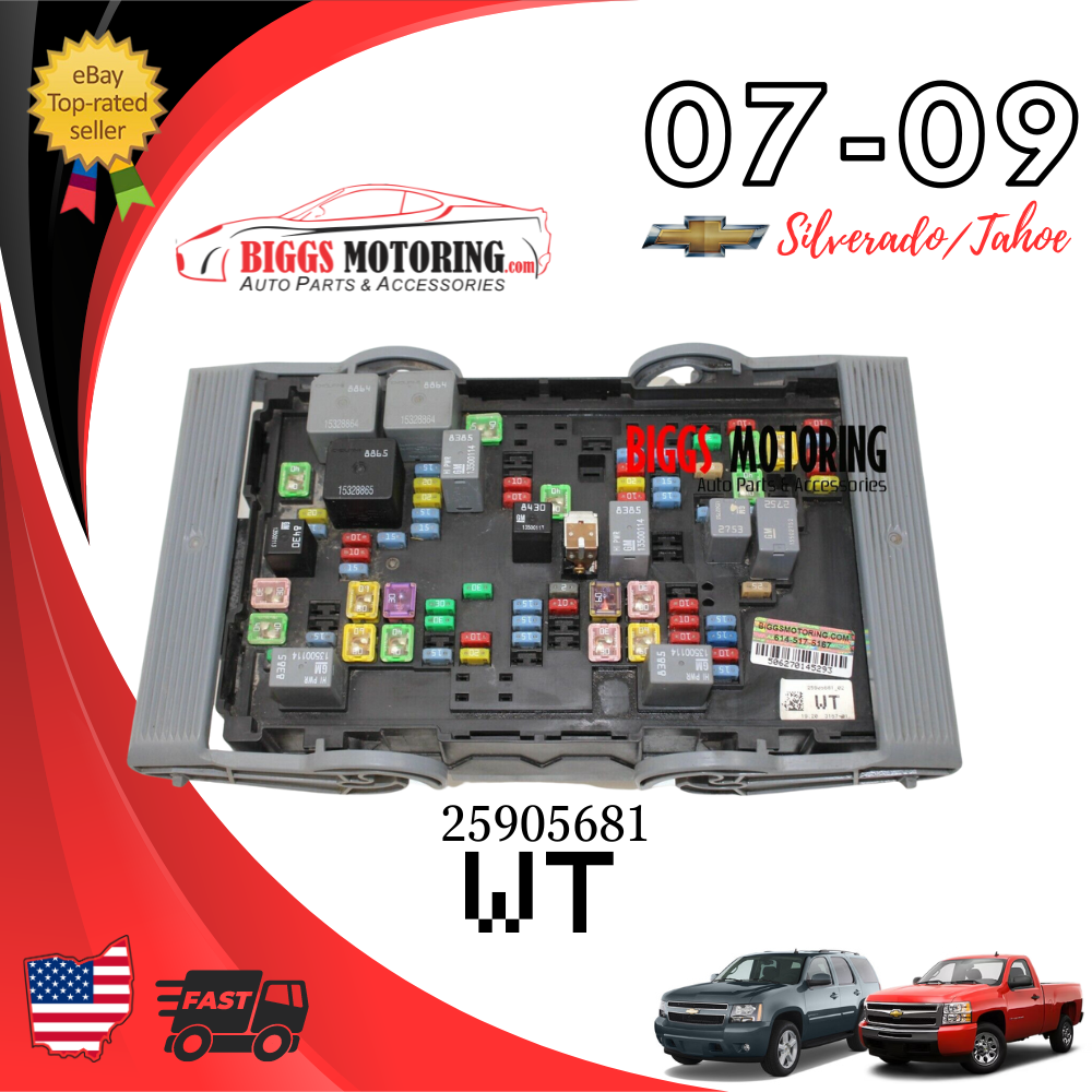2007 chevy tahoe cigarette lighter fuse location 2007-2009 Chevy Tahoe Silverado Sierra Fuse Box Relay 25905681