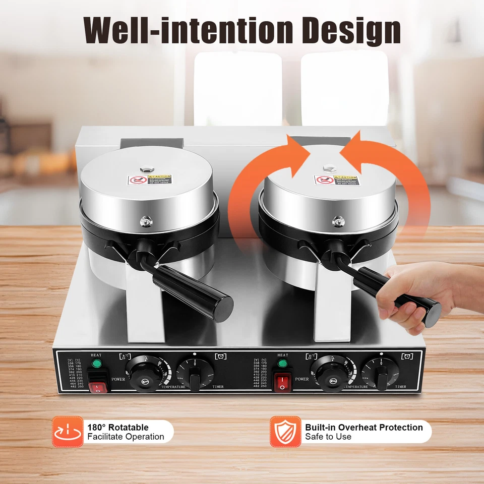 Doppelkopf Waffeleisen Elektrisch Digital Muffinbäcker Waffelmaschine - Bild 3 von 4