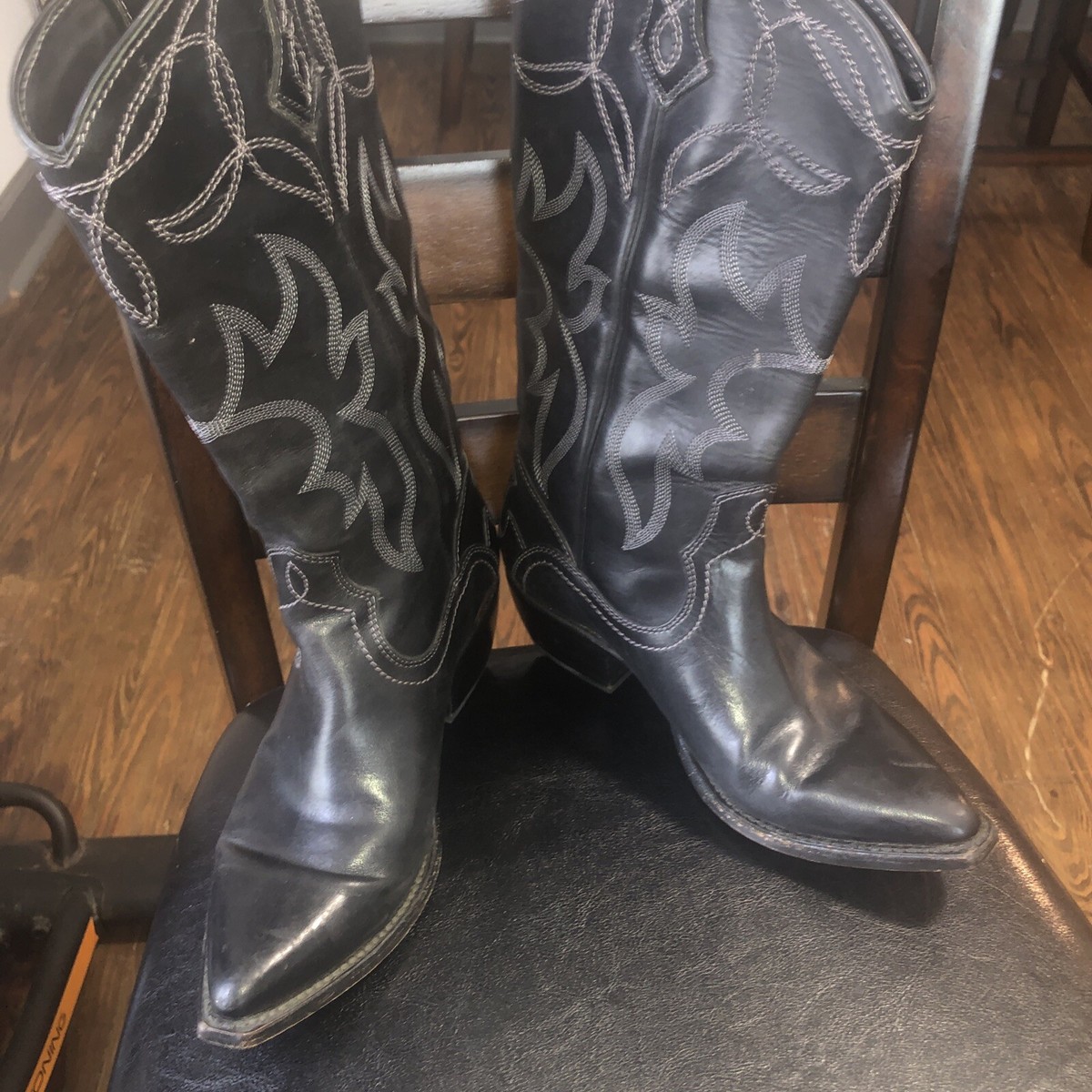 Frye Maxitred Western Cowboy Boots Black Leather Toe Men's Sz7.5