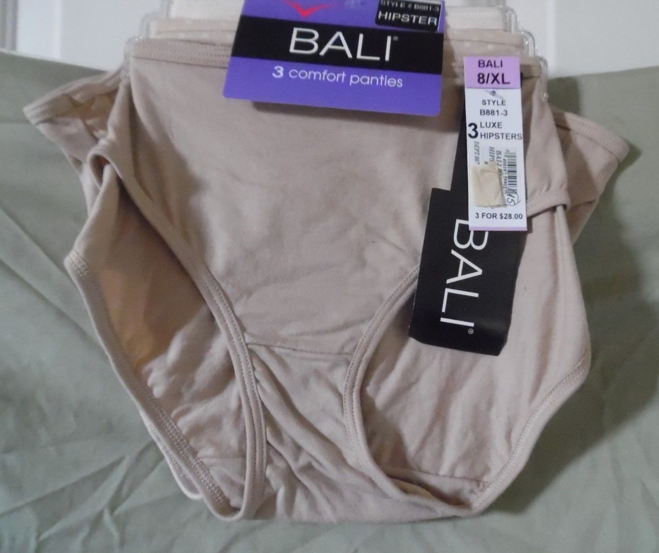 3 BALI COTTON POLYESTER HIPSTERS PANTIES NUDE,BEIGE, POLKA DOT BEIGE