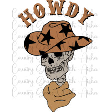 Sublimation Print Howdy Skull Ready to Press Heat Transfer