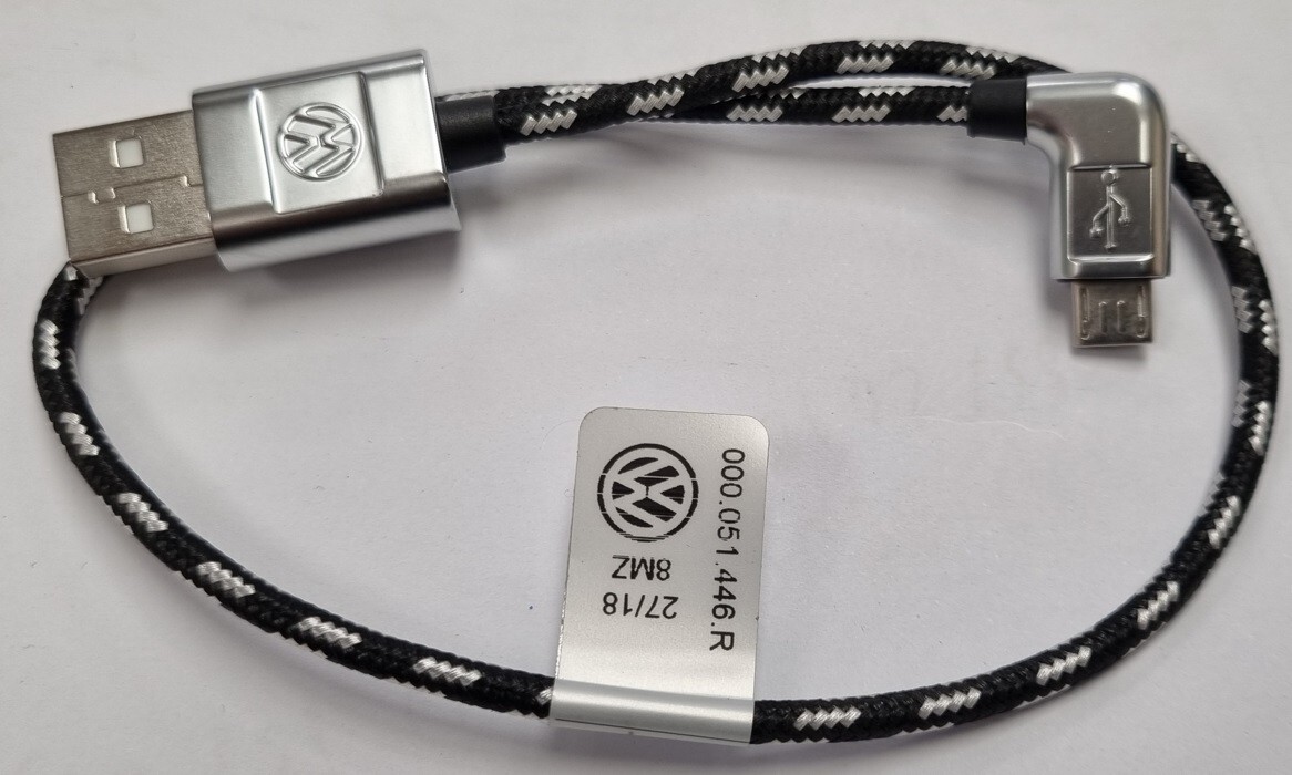 VW USB MICROUSB CABLE 30CM PREMIUM INFOTAINMENT BRAIDED GENUINE