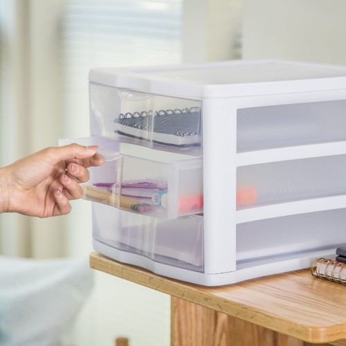 3 Drawer Unit Plastic Cabinet Organizers Countertop Storage Box Bin Dorm 4 Pack - Picture 5 of 11