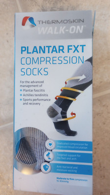 NEW Thermoskin WalkOn Plantar FXT Compression Socks Calf Length Size Large Black