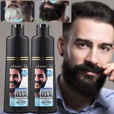 Men Black Beard Simple Hair Dye Color Shampoo Permanent Darkening Hair Coloring