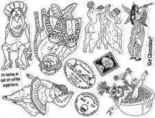 Unmounted Rubber Stamp Plate, Unmounted/Uncut Pink Rubber Stamps