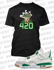 420 Smoking Graphic Sneaker Tee Shirt  Hip Hop J4 Pine Big Tall Pro Club Shaka t