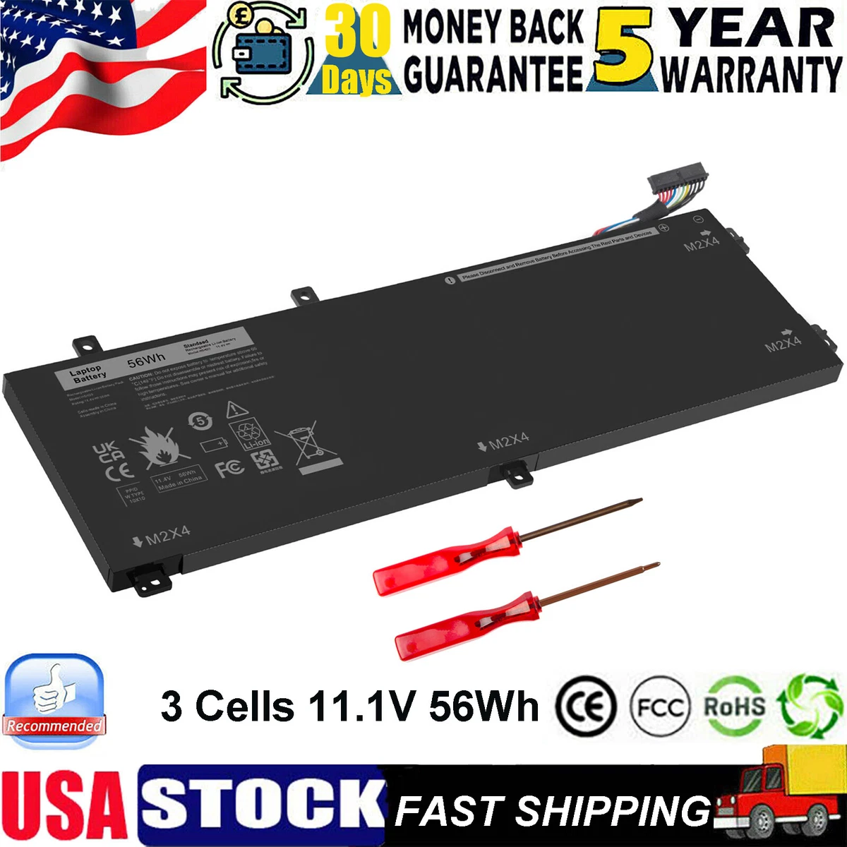 H5H20 Battery For Dell Precision 5510 5520 5530 M5520 XPS 15 9560 9570 7590 56Wh