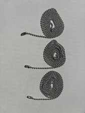 Three nickel plated 36" 2.4mm Bead Chains for closures for 4.25