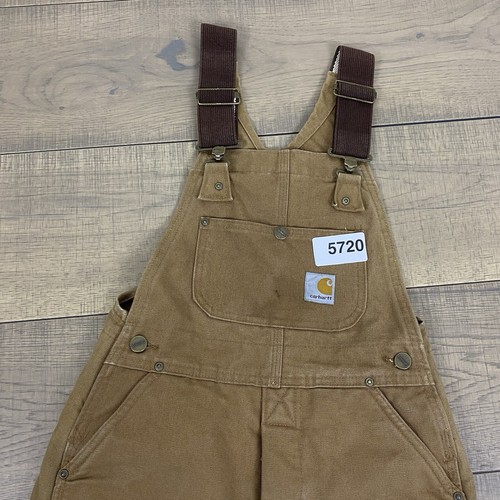 VTG Carhartt Bib Overalls Youth M 10-12 Canvas Quilted Double Knee Insulated - Picture 15 of 15
