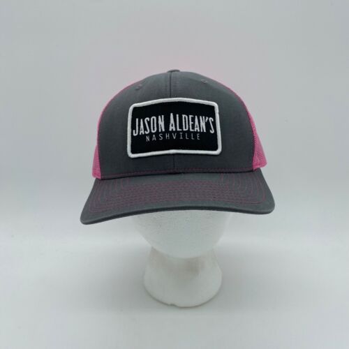 Jason Aldean's Nashville Pink Mesh Trucker Snapback Mütze Kappe grau verstellbar