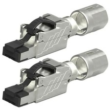 2x CAT8 Blindado 40G RJ45 Red LAN Ethernet Cable Conector Enchufe Sin Herramientas