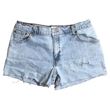 Vtg Levis 550 Relaxed Denim Cut Off Shorts Womens Tag 12 Blue Raw Hem Distressed