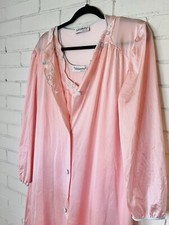 Vintage Vassarette Peignoir Long Nightgown Robe Set Baby Pink Size M/L Sissy