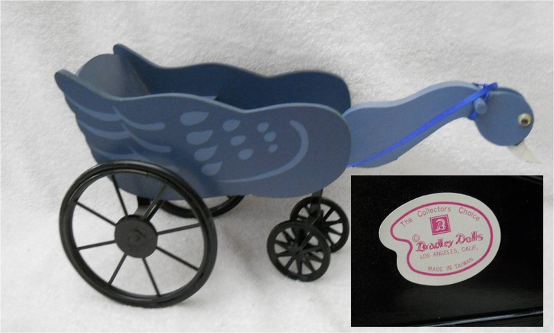 1970 Bradley Dolls Goose Wagon Wood Metal Retired Williamsburg Blue 11 x 5¾ x 5¼