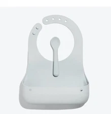 Avanchy Roll & Go Silicone Bibs for Babies + Spoon NWT White