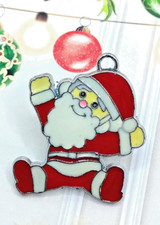 10 pieces - Jolly Santa Clause Charms Pendant Silver Tone Enamel
