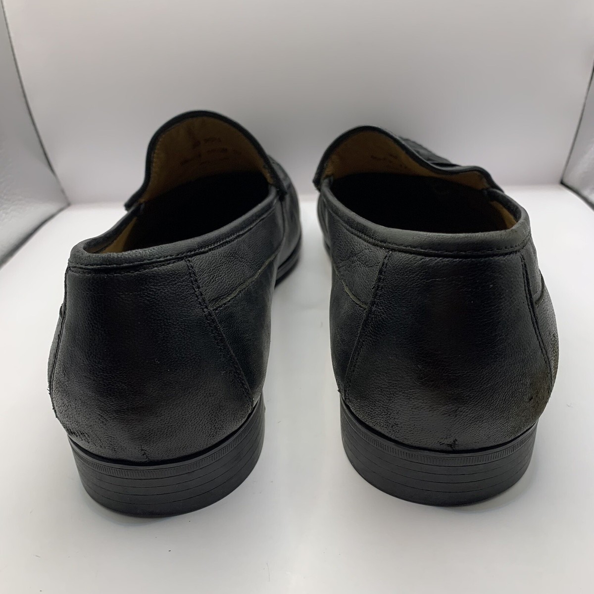 Johnston & Murphy Black sheepskin Leather Woven Tassel 