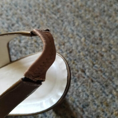 Vintage Dior Square Toe Gold Patent Leather Heels/Slings