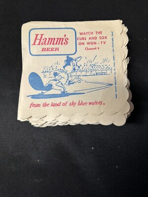 Vintage Hamms Beer Chicago Sox Cubs Napkin