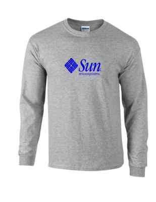 Sun Microsystems Blue Logo T-shirt Computer  Geek Navy Gray  Long Sleeve Shirt