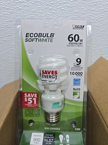 Feit Electric ECOBULB PLUS SOFTWHITE 60W Equivalent Uses 13W 6 Pack - Picture 4 of 7