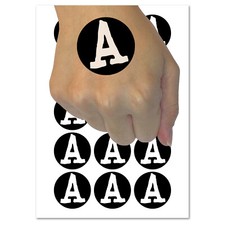 Letter A Uppercase Cute Typewriter Font Temporary Tattoo Water Resistant Set