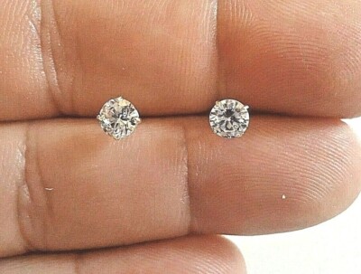 1 Kt Rundschliff FL/D Lab Created Saphir Ohrstecker 10k Massiv Gelbgold 6 mm