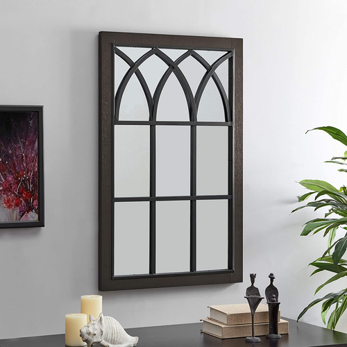 Espresso Arched Farmhouse Window Mirror, Decor, Art, Espresso - Picture 11 of 12