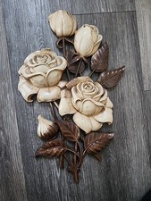 Syroco Rose Flower Wall Hanging Plaque 4460 Made in the USA 1962 MCM