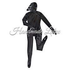 Latex Full Bodysuit GasMask Gummi Catsuit with Gloves Socks Fetish Party Cosplay