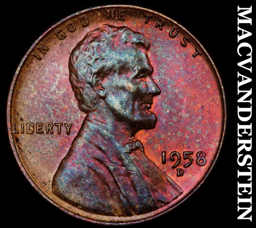 1958-D Lincoln Wheat Cent-Choice Gem BU Color Lustrous No Reserve #i4449