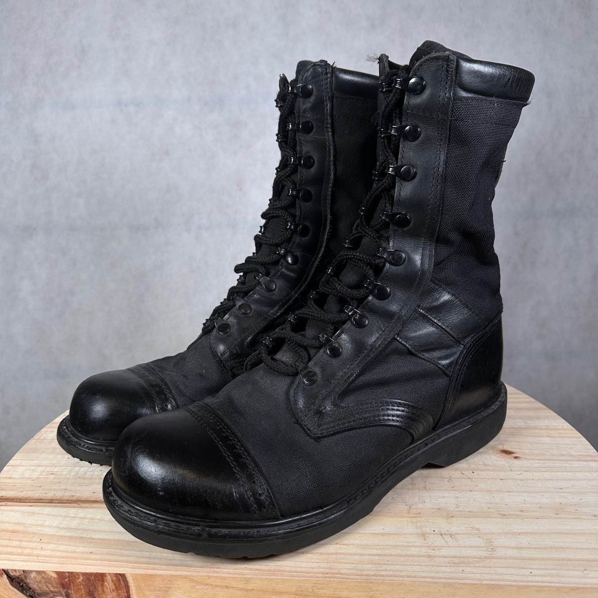 Corcoran Combat Boots Mens 10.5 EE Black Good Leather Canvas 