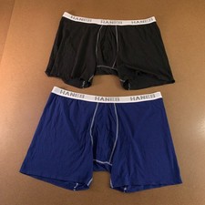 Hanes Mens Size 4XB Blue Black Comfort Flex Fit Boxer Brief Underwear 2 Pack New