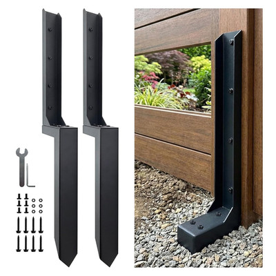 2-Pack Fence Post Repair Kit   Heavy Duty Steel Ground Spikes, Quick & Easy Fix
