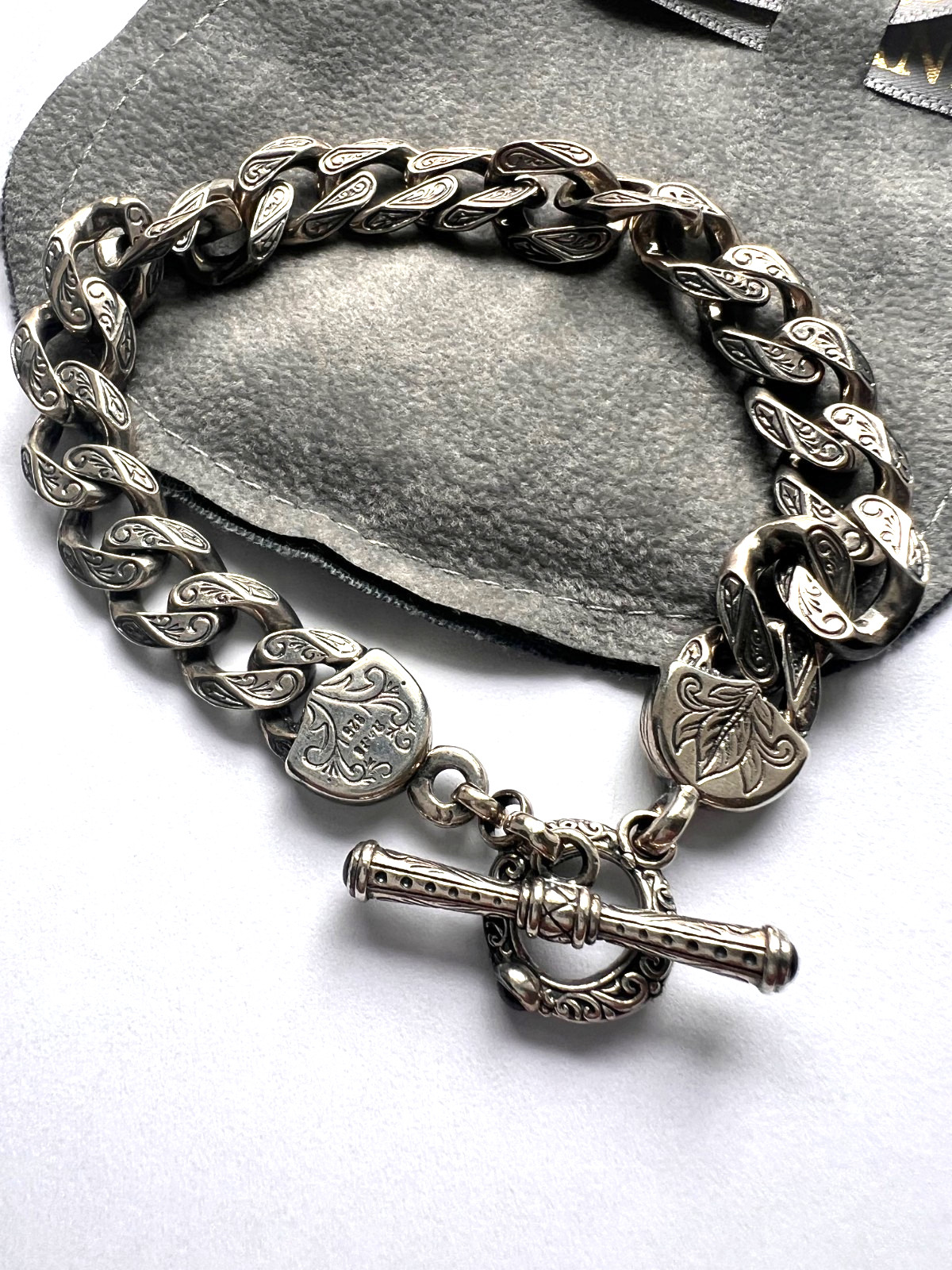 RARE! Konstantino Silver Classic fat SS link bracelet w/ toggle clasp