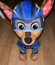 Paw Patrol Chase Mighty Pups Super PAWs Plush Blue Superhero Stuffed Animal Toy