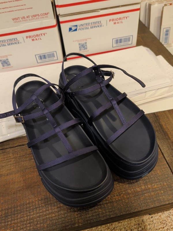 Women's Blue Platform Zara Sandals 38 (7.5)