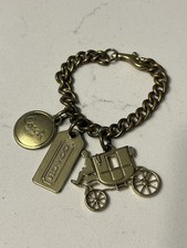 Coach Gold Horse Carriage Bag Charm Key Ring Vintage