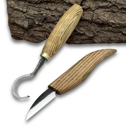 Hand-Forged Whittling Knives – Carbon Steel Blades, Ash Handles, Chip Carving - Picture 10 of 12