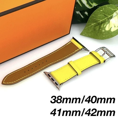 Hermes Yellow Lime Leather Apple Watch Band Strap Veau Swift Unisex 38 40 41 mm - 第 1/14 張圖片