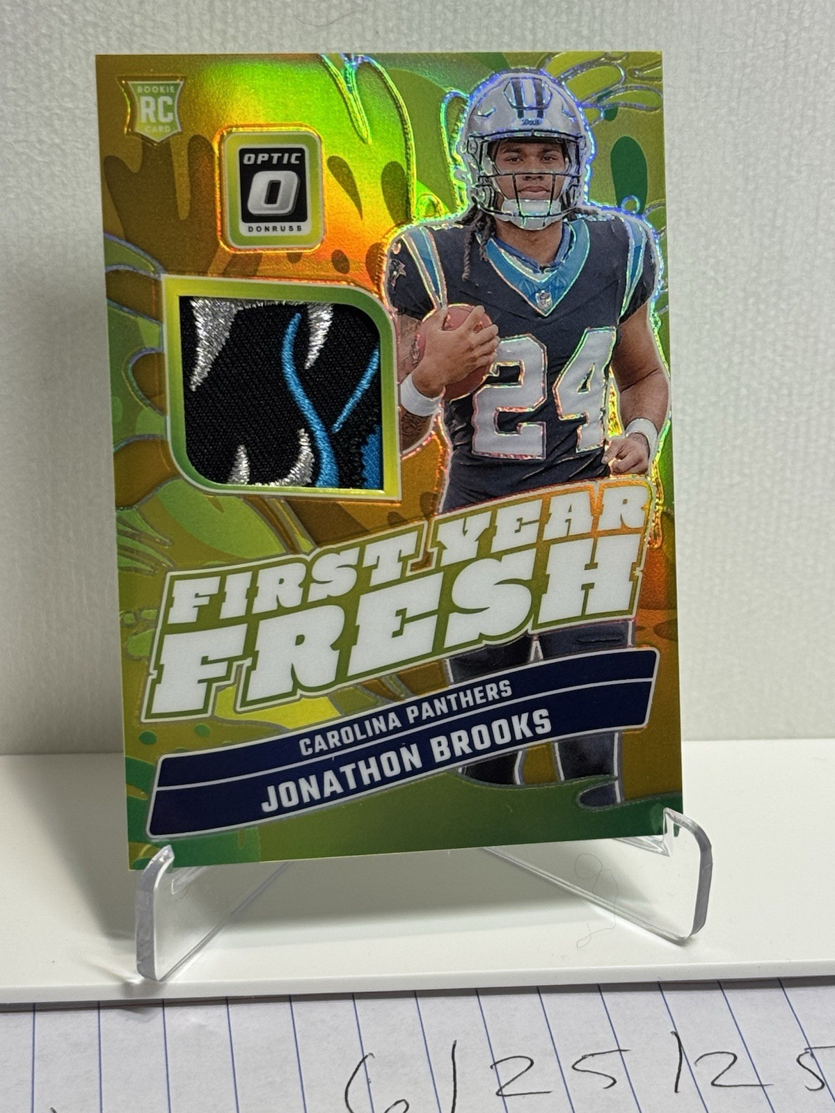 2024 Donruss Optic Jonathan Brooks Gold 3/10 Rookie Patch Card