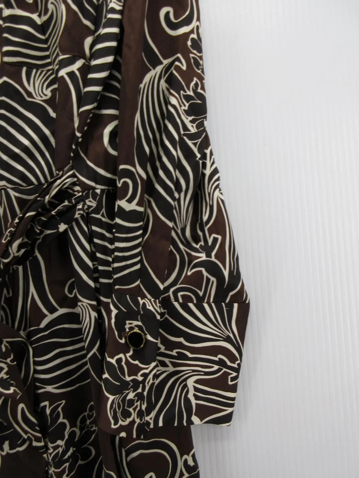 Zara Dress Women Medium Brown Wrap Midi Floral Belted Waist Tie Classic NEW - Image 3 of 4