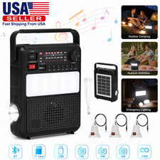 Portable Solar-powered Radio Bluetooth Speaker TF/FM/AM/SW/TWS 3 Emergency Bulb
