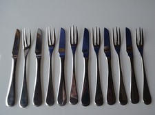 Seltenes Zwilling & Henckels modernes Obstbesteck INOX poliert 6 Personen